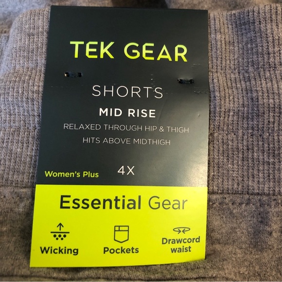 TEK GEAR Womens Mid Rise Essential Gear Shorts Size 4X Pockets New - Picture 6 of 7